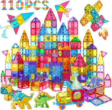 Jasonwell Magnetic Tiles Building Blocks Set for Boys Girls Preschool Educational Magnet Construction Kit Stacking STEM Toys Christmas Birthday Gifts for Kids Toddlers 3 4 5 6 7 8 9 10 + Year Old - Jasonwell